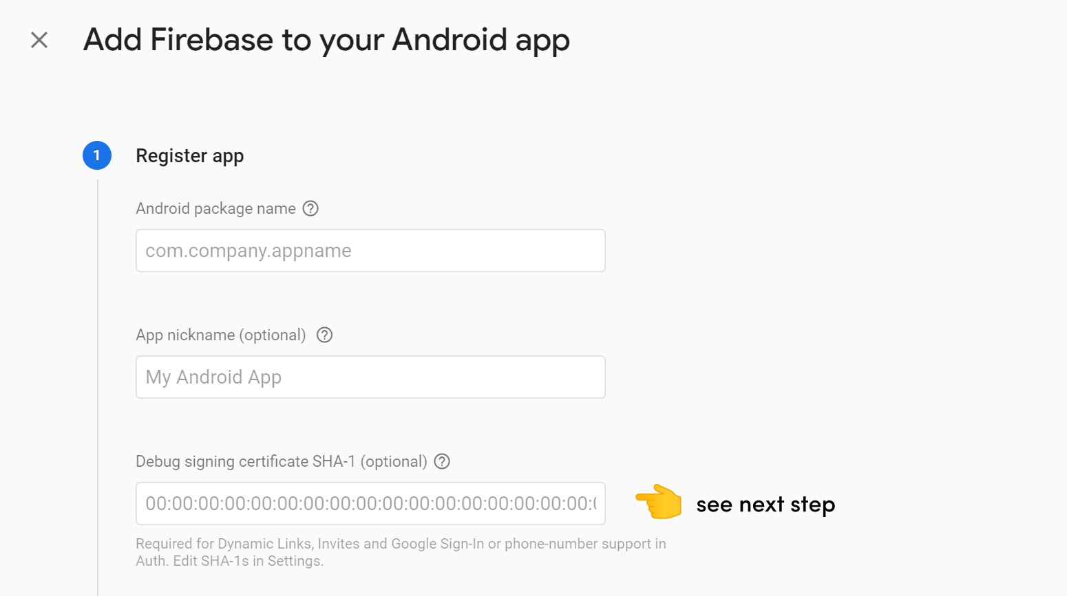 add an Android app to your Firebase project