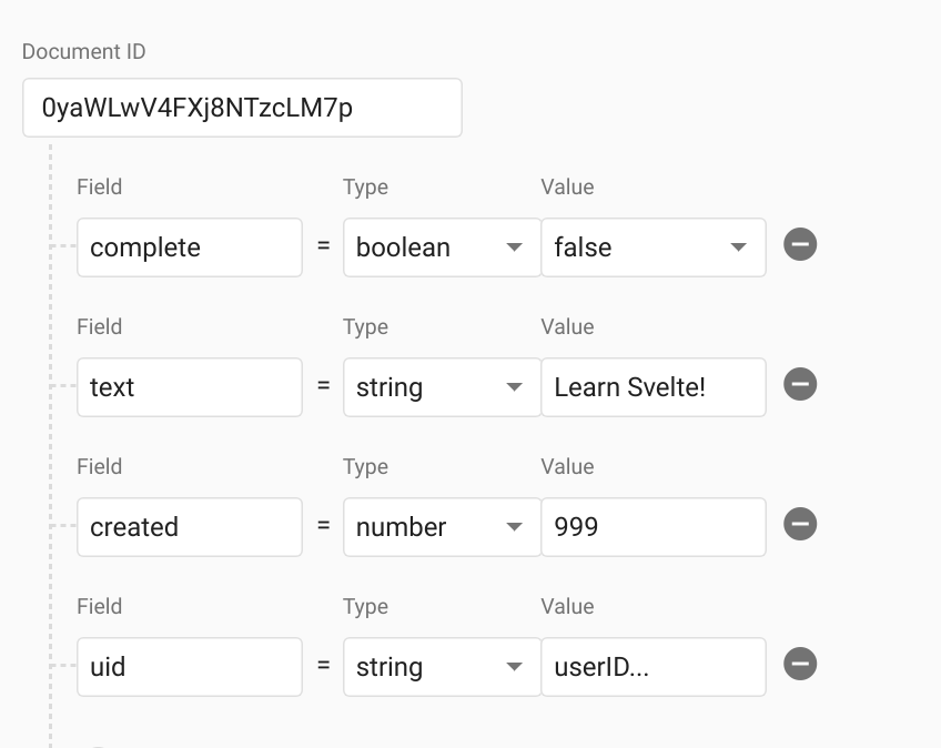 Data model of todo item in Firestore